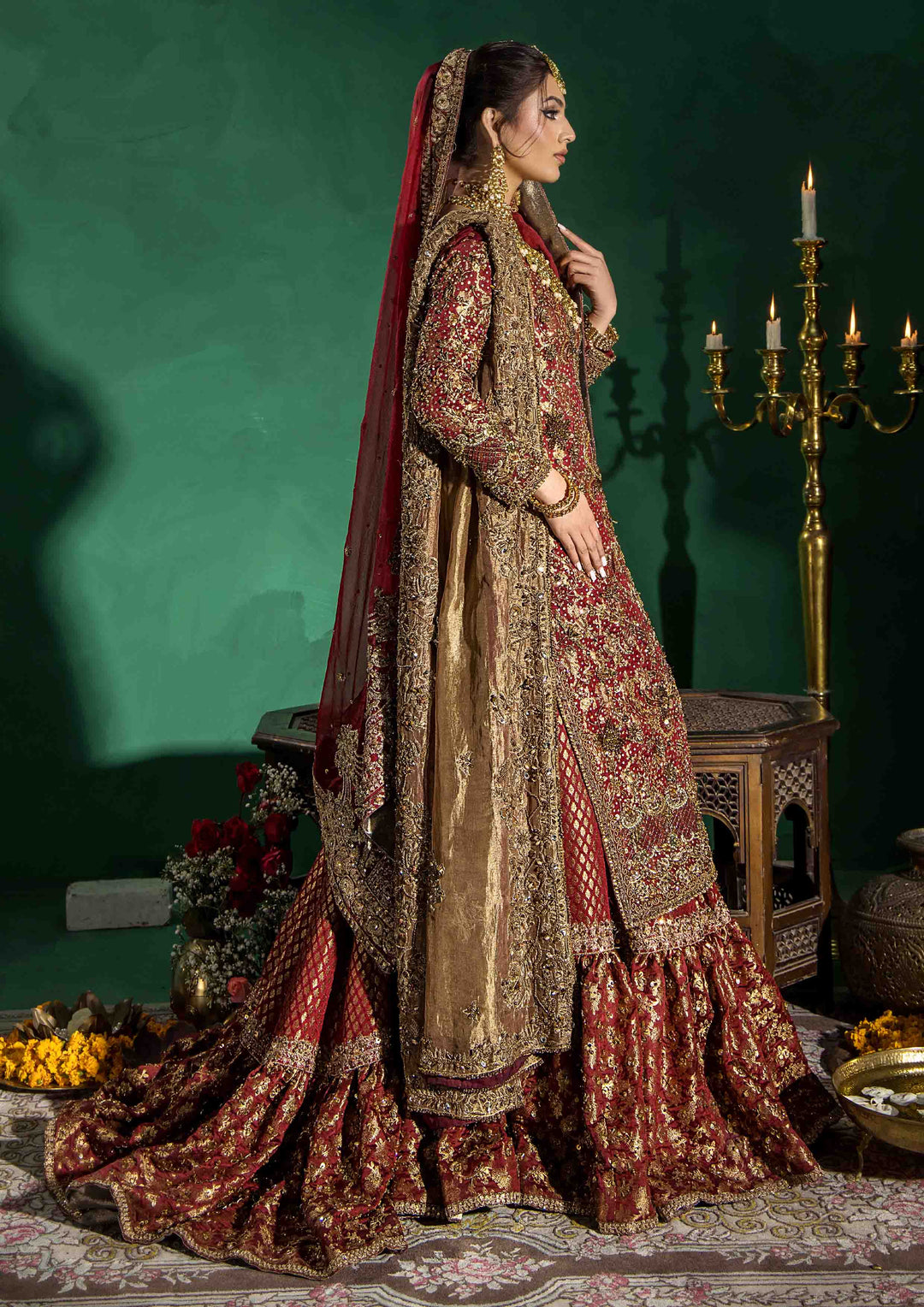 Royal Long Shirt and Lehenga Dupatta Pakistani Bridal Dress