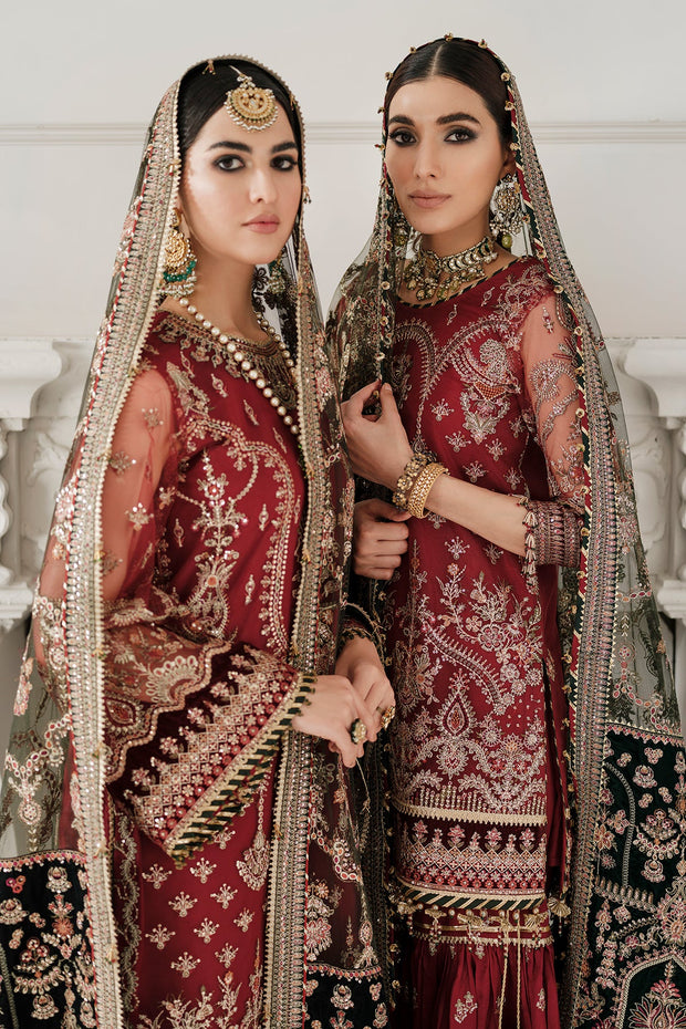 Royal Maroon Red Kameez Trouser Style Pakistani Wedding Dress