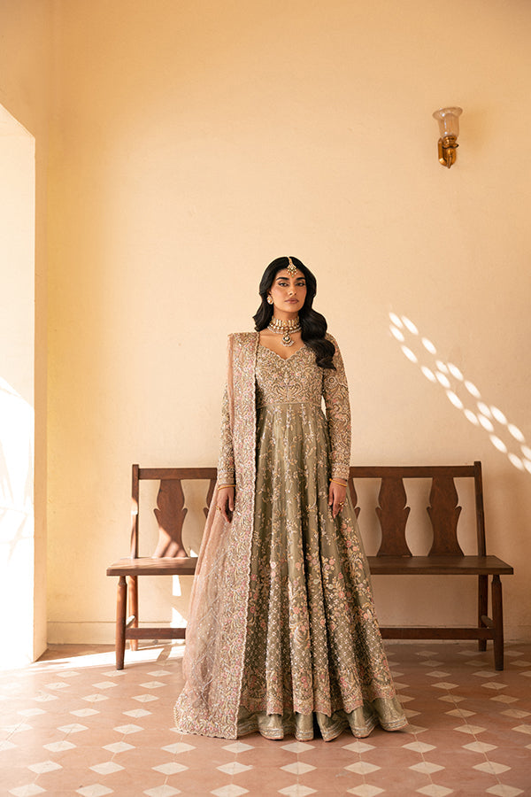 Royal Pakistani Bridal Dress in Farshi Lehenga Pishwas Style