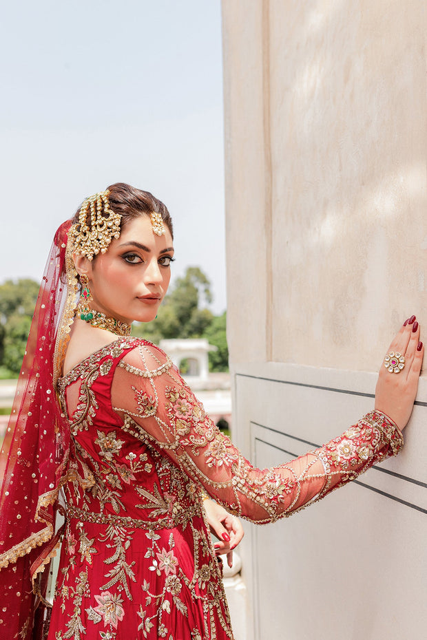 Royal Pakistani Bridal Dress in Gown Long Tail Lehenga Style