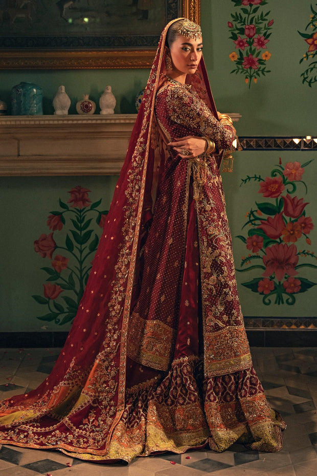 Royal Pakistani Bridal Dress in Kameez and Sharara Style