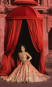 Royal Pakistani Bridal Dress in Lehenga Dupatta Choli Style