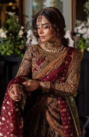 Royal Pakistani Bridal Dress in Maroon Lehenga Choli Style