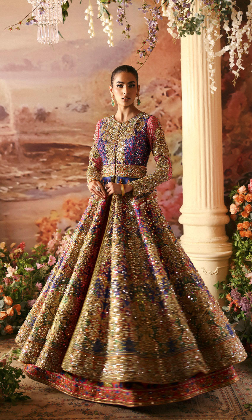 Premium Pakistani Bridal Dress with Lehenga & Frock Style