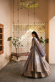 Royal Pakistani Bridal Dress in Open Pishwas Lehenga Style