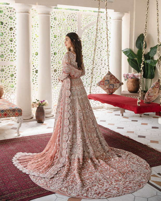 Royal Pakistani Bridal Dress in Pink Lehenga and Choli Style
