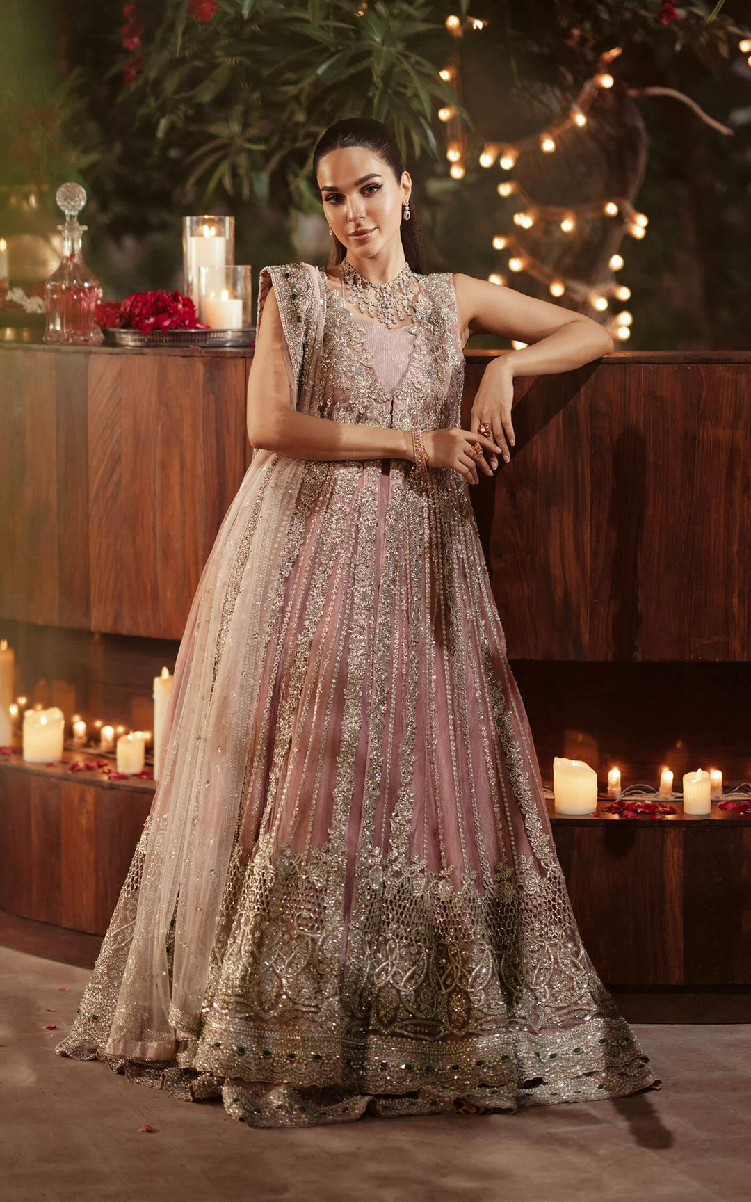 Elegant Pakistani Bridal Gown & Lehenga - Pink Ensemble
