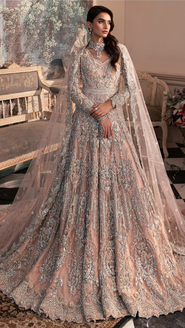 Royal Pakistani Bridal Dress in Pink Pishwas Lehenga Style