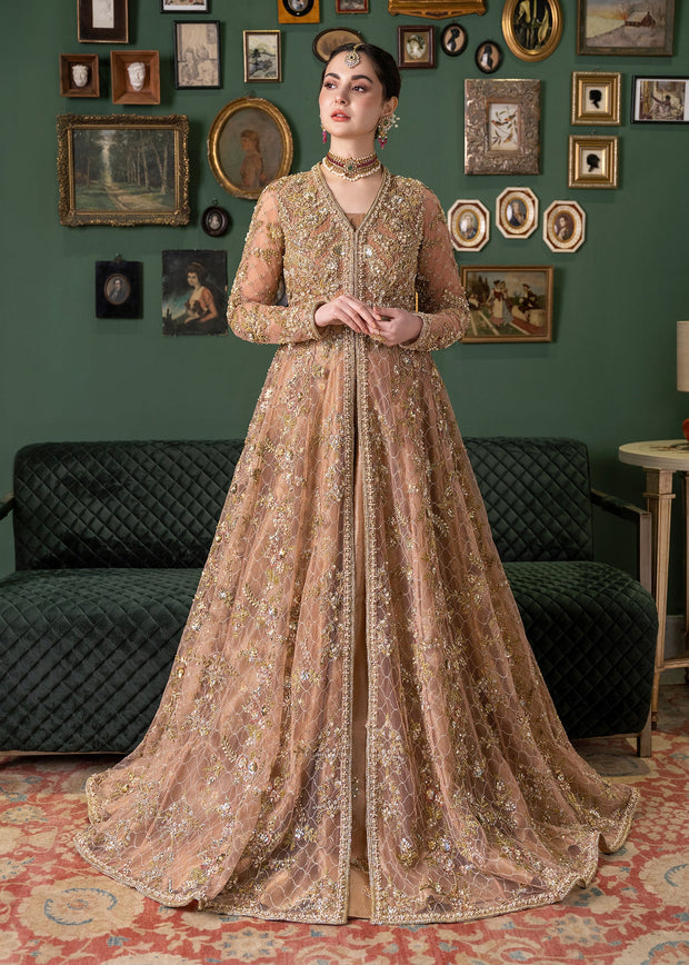 Royal Pakistani Bridal Dress in Pishwas Frock Lehenga Style