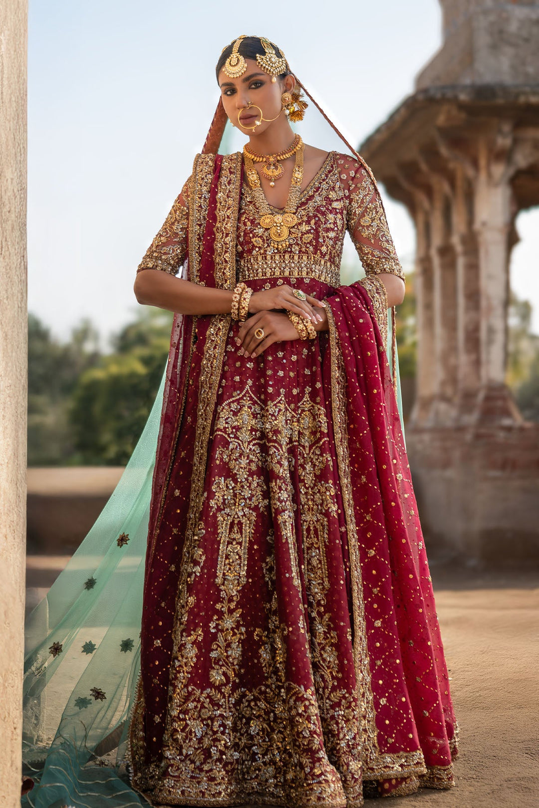 Pakistani Bridal Dress in Premium Gown Dupatta Style