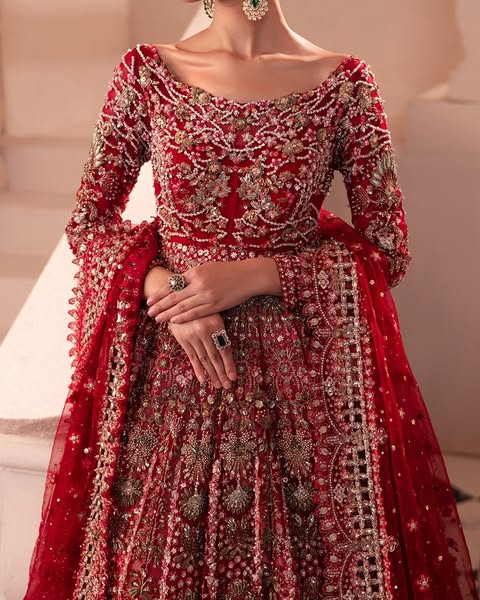 Stunning Pakistani Bridal Lehenga in Red for Your Wedding