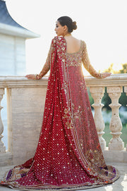 Royal Pakistani Bridal Dress in Red Lehenga Pishwas Style