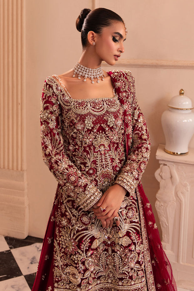 Pakistani Bridal Dress in Red Sharara Kameez Style