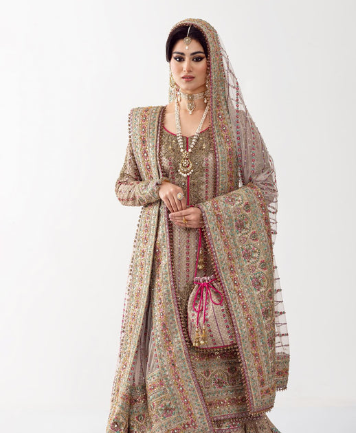 Pakistani Bridal Dress in Royal Gharara Kameez Style – Nameera by Farooq