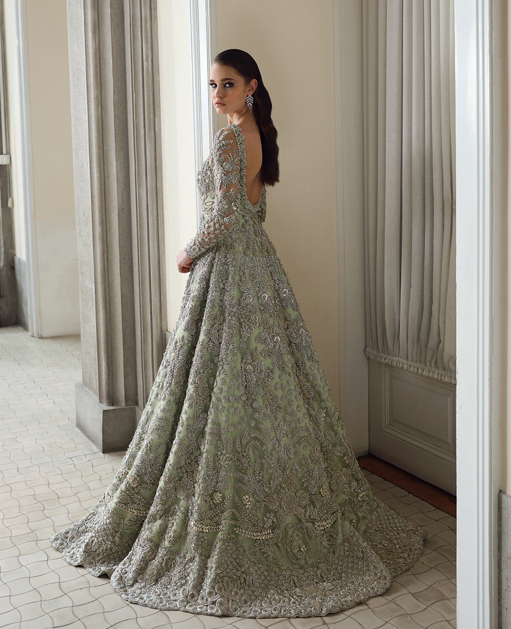 Royal Pakistani Bridal Dress in Royal Gown and Dupatta Style