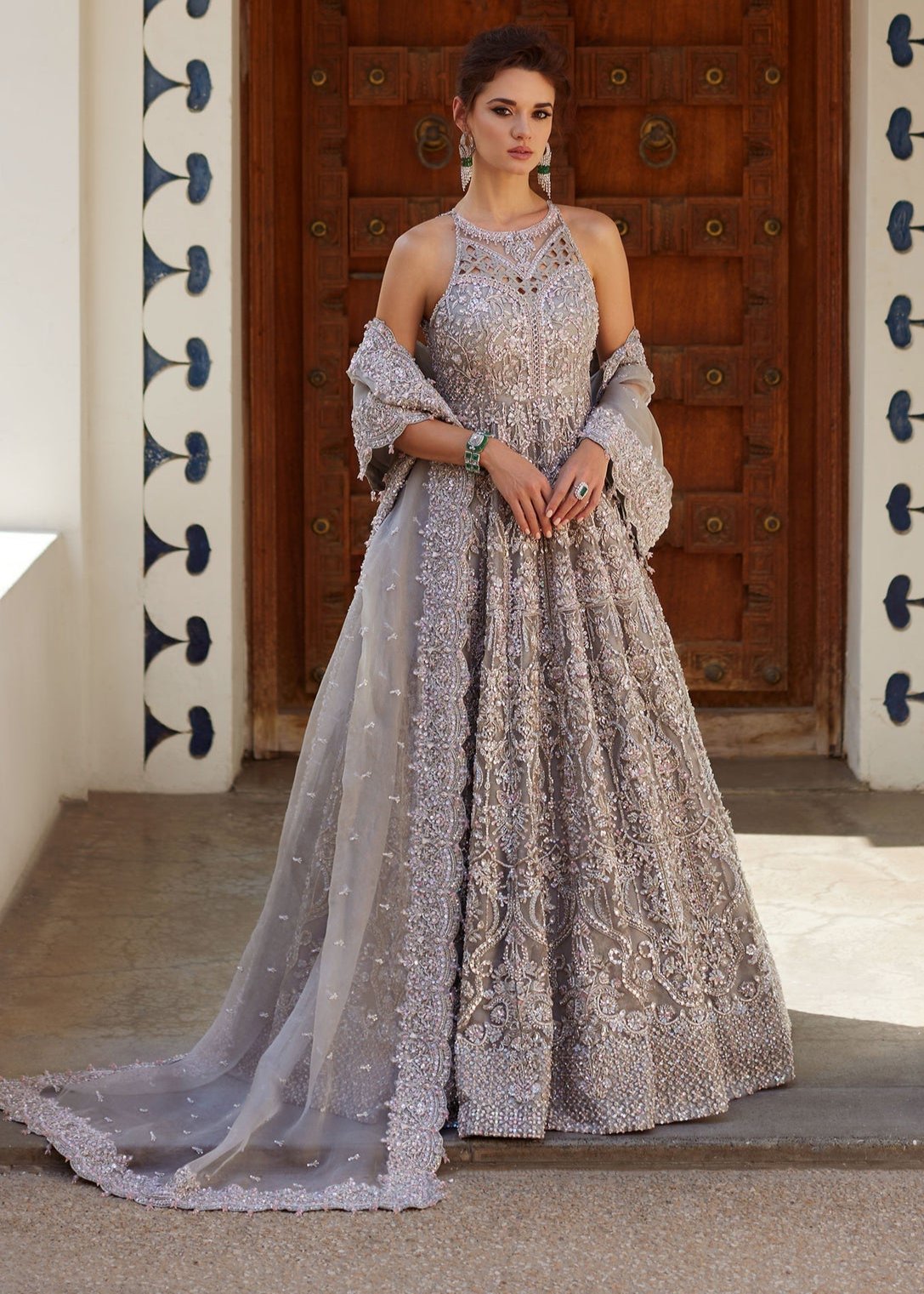 Royal Pakistani Bridal Gown and Dupatta Wedding Dress – Nameera by Farooq