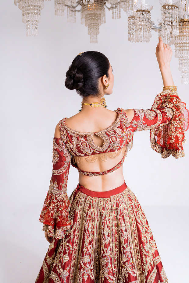 Royal Pakistani Bridal Lehenga and Choli Dress for Wedding