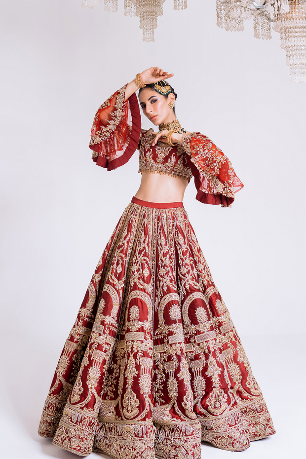 Royal Pakistani Bridal Lehenga with Choli Dress for Wedding