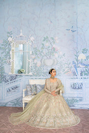 Royal Pakistani Bridal Lehenga with Pishwas and Dupatta Dress