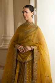 Royal Pakistani Bridal Mehndi Dress in Pishwas Sharara Style