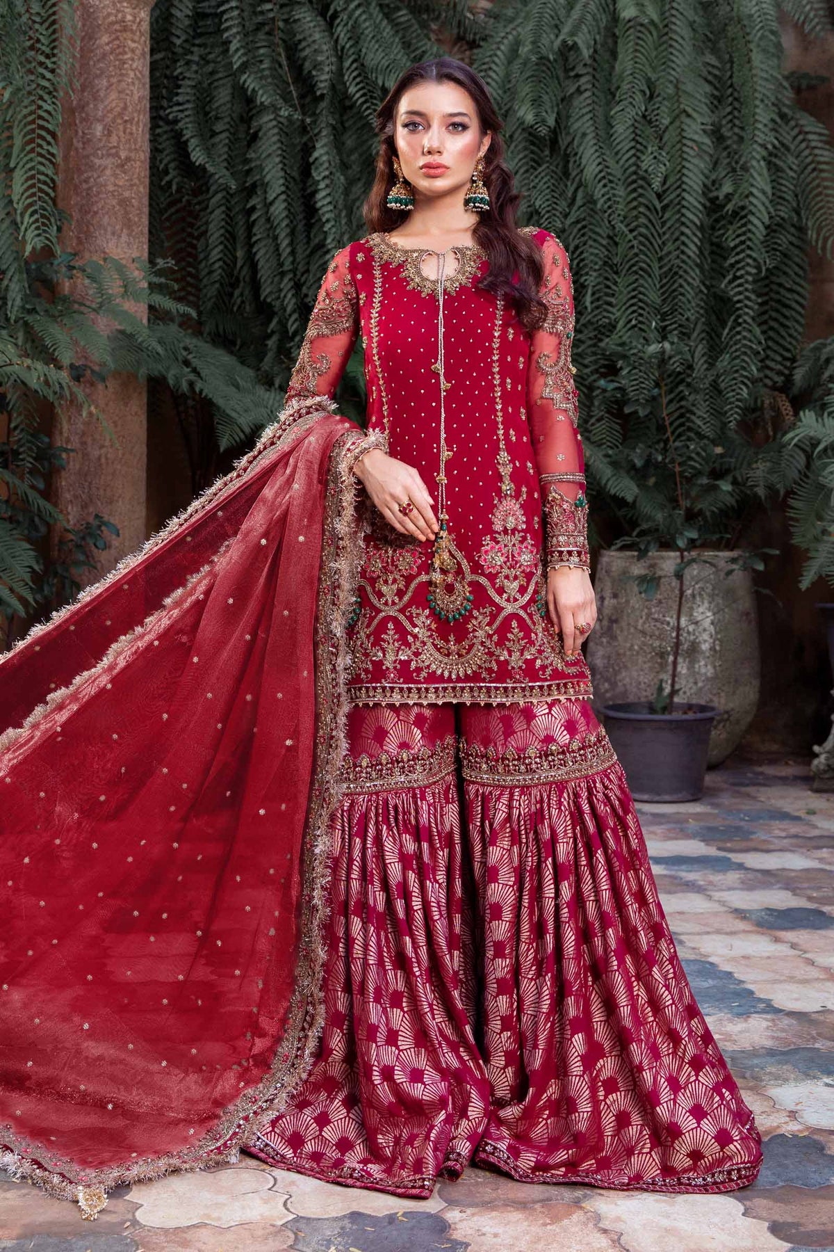 Royal Pakistani Bridal Suit in Gharara Kameez Style – Nameera by Farooq