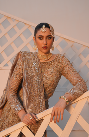 Royal Pakistani Bridal Outfit in Net Choli and Lehenga Style