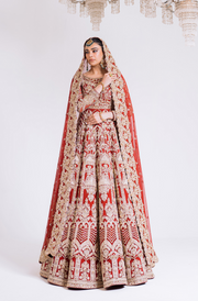 Royal Pakistani Bridal Outfit in Royal Gown and Lehenga Style
