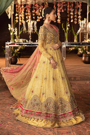 Royal Pakistani Bridal Outfit in Yellow Frock Lehenga Style