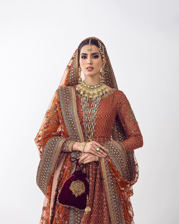 Royal Pakistani Bridal Pishwas Frock Dress for Wedding Online