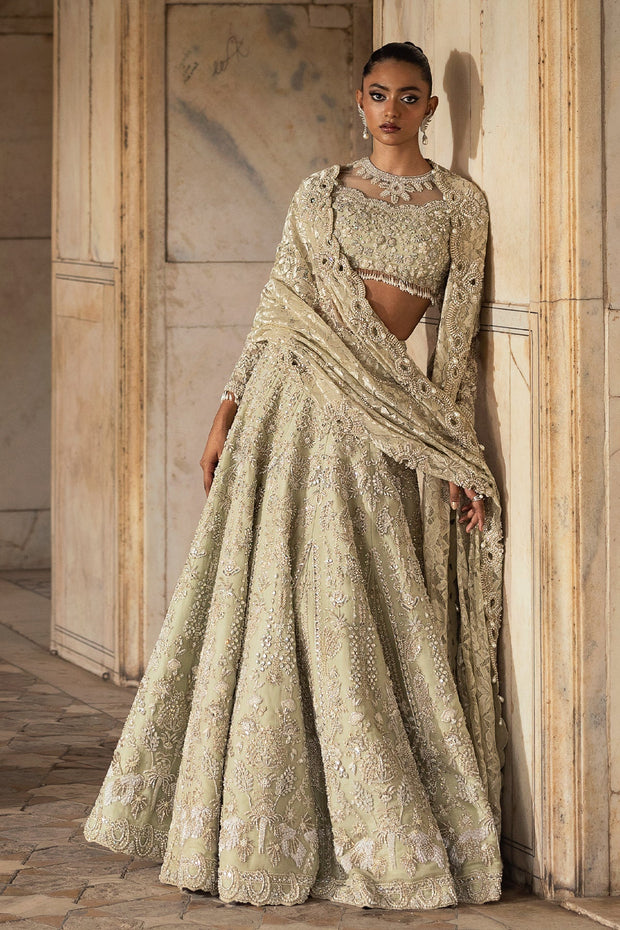 Pakistani Bridal Pistachio Green Choli Lehenga Style