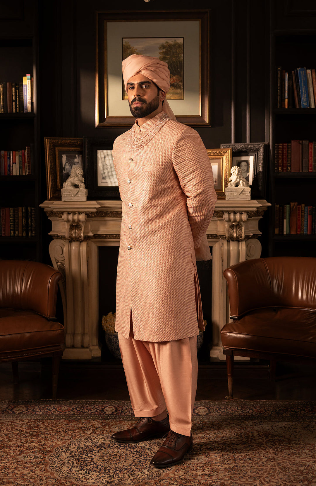 Royal Pakistani Groom Dress in Elegant Pink Sherwani Style