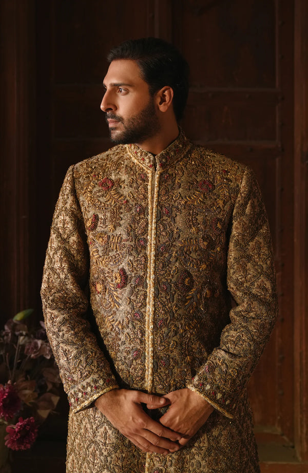 Royal Pakistani Groom Dress in Embellished Sherwani Style