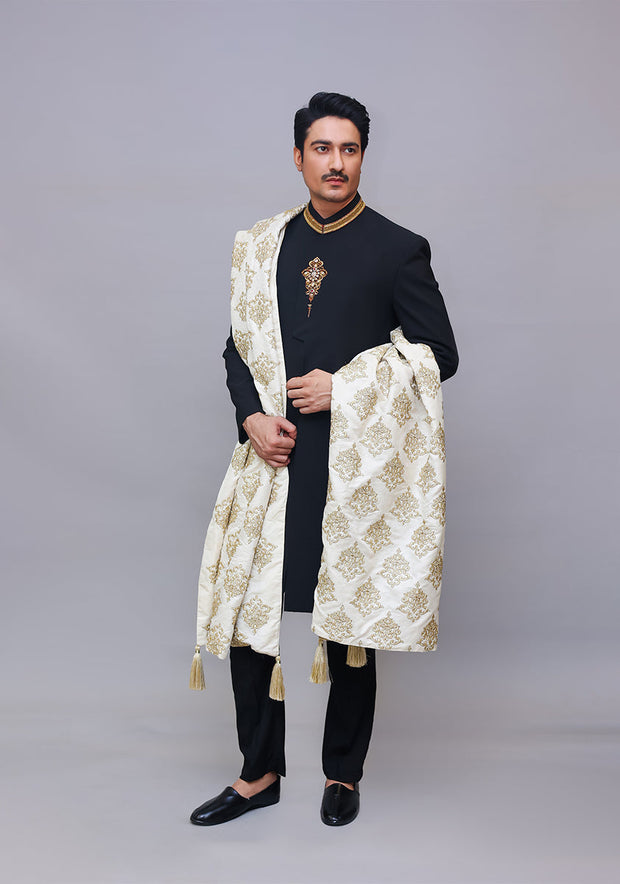 Royal Pakistani Groom Dress in Georgette Sherwani Style Online