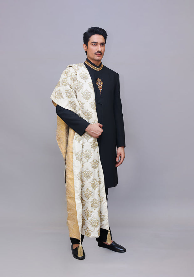 Royal Pakistani Groom Dress in Georgette Sherwani Style