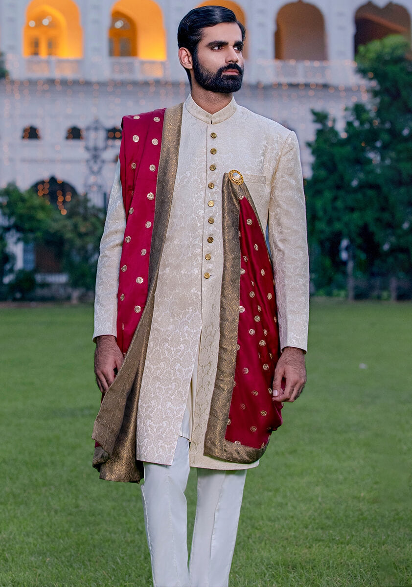 Royal Pakistani Groom Dress in Traditional Sherwani Style