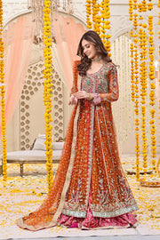 Royal Pakistani Mehndi Dress in Angrakha and Lehenga Style