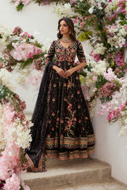 Royal Pakistani Wedding Dress in Black Pishwas Lehenga Style
