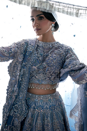 Royal Pakistani Wedding Dress in Bridal Blue Lehenga Style