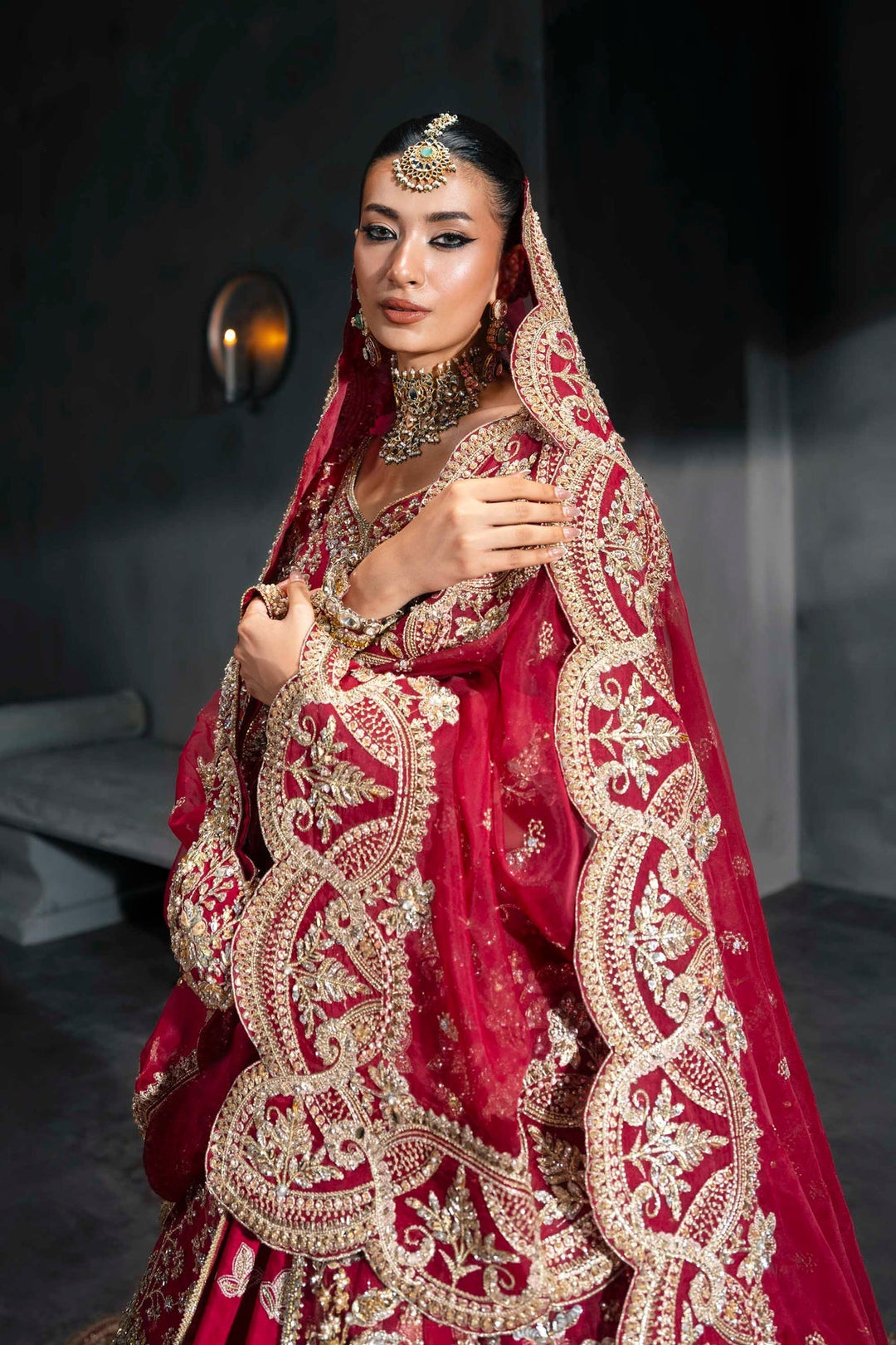 Stunning Pakistani Bridal Lehenga Kameez in Red