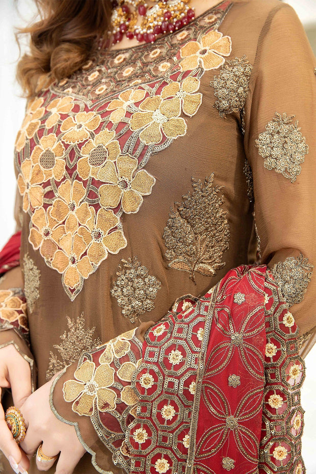 Royal Pakistani Wedding Dress in Chiffon Kameez Trouser Style