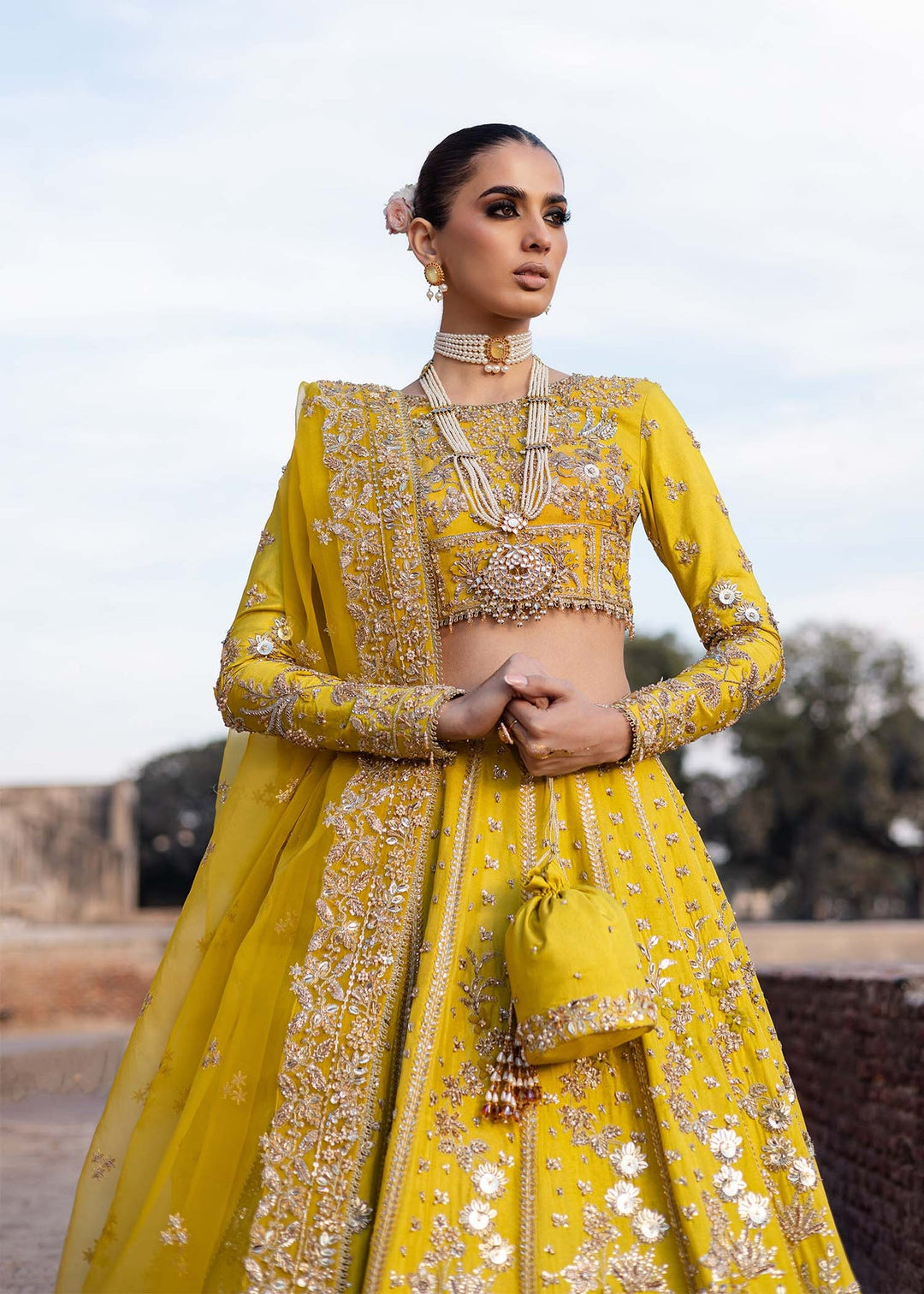 Royal Pakistani Wedding Dress in Lehenga Style for Mehndi