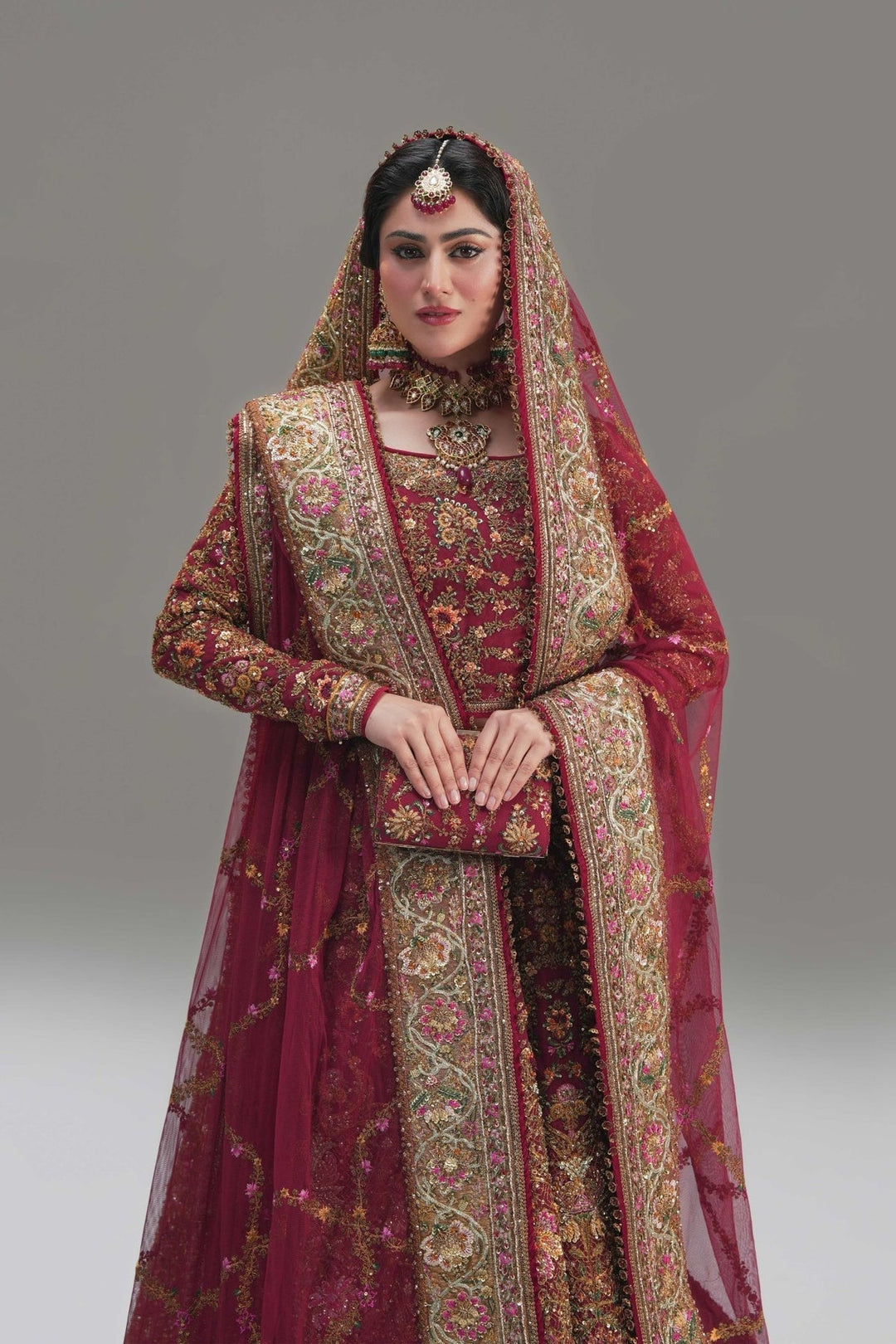 Elegant Red Net Pakistani Bridal Lehenga for Weddings