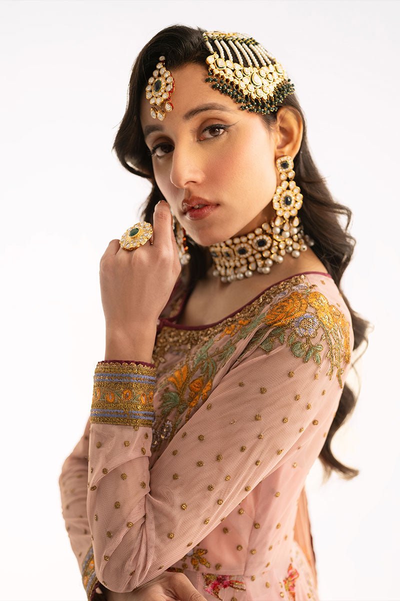 Royal Pakistani Wedding Dress in Pink Anarkali Lehenga Style