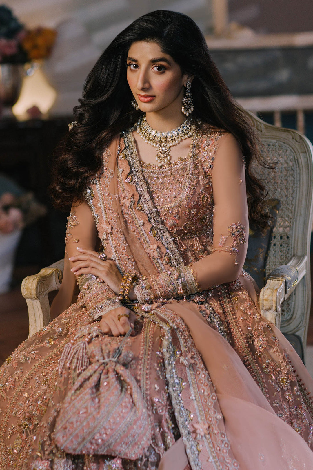 Royal Pakistani Wedding Dress in Pishwas Frock Lehenga Style
