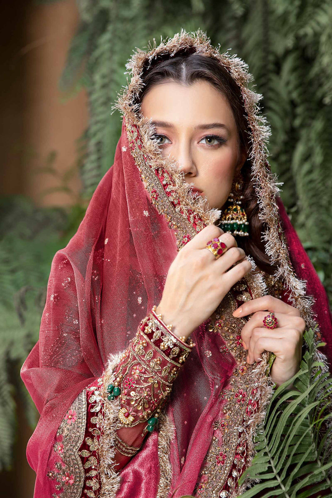 Royal Pakistani Wedding Dress in Red Kameez and Gharara Style