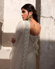 Royal Pakistani Wedding Dress in White Gharara Kameez Style