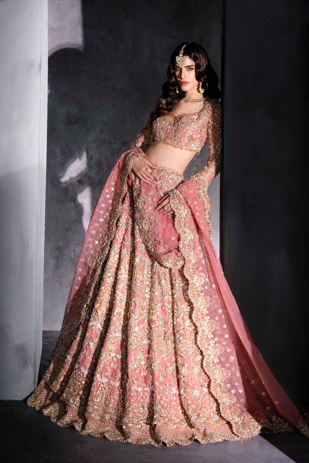 Royal Pink Bridal Lehenga Choli and Dupatta Wedding Dress