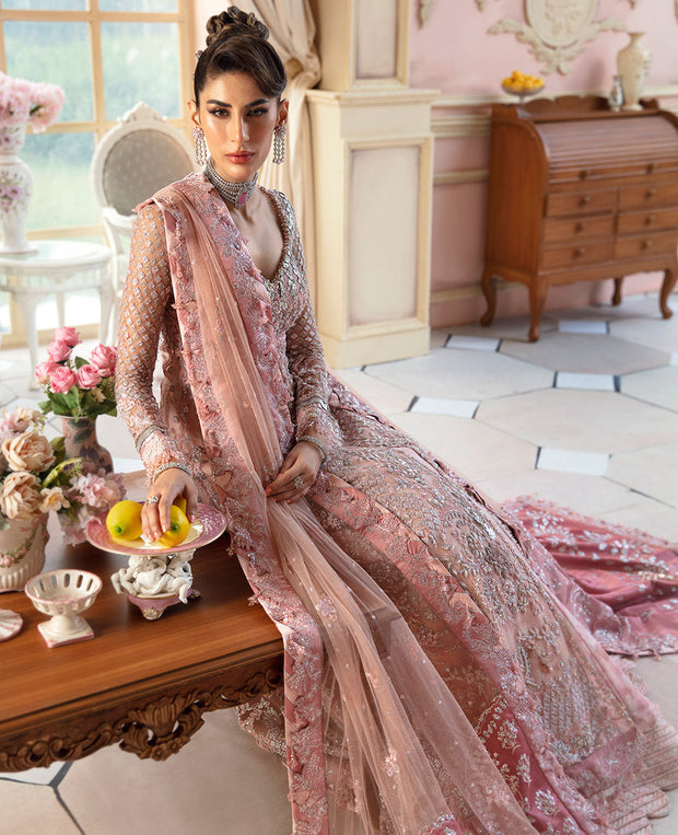 Royal Pink Lehenga and Pishwas Frock Pakistani Wedding Dress