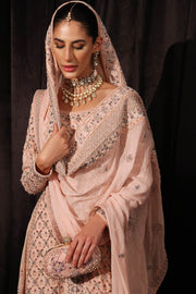 Royal Pink Pakistani Bridal Dress in Lehenga Kameez Style