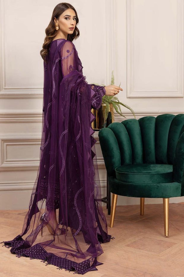 Royal Purple Embroidered Pakistani Salwar Kameez Chiffon Dupatta Suit
